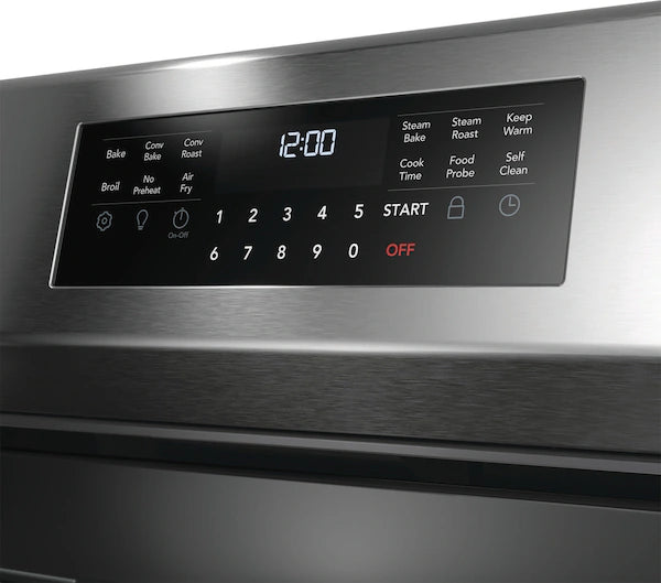 Frigidaire Gallery 30" Front Control Gas Range with Air Fry – Smudge-Proof Black Stainless Steel | Model GCRG3060BF