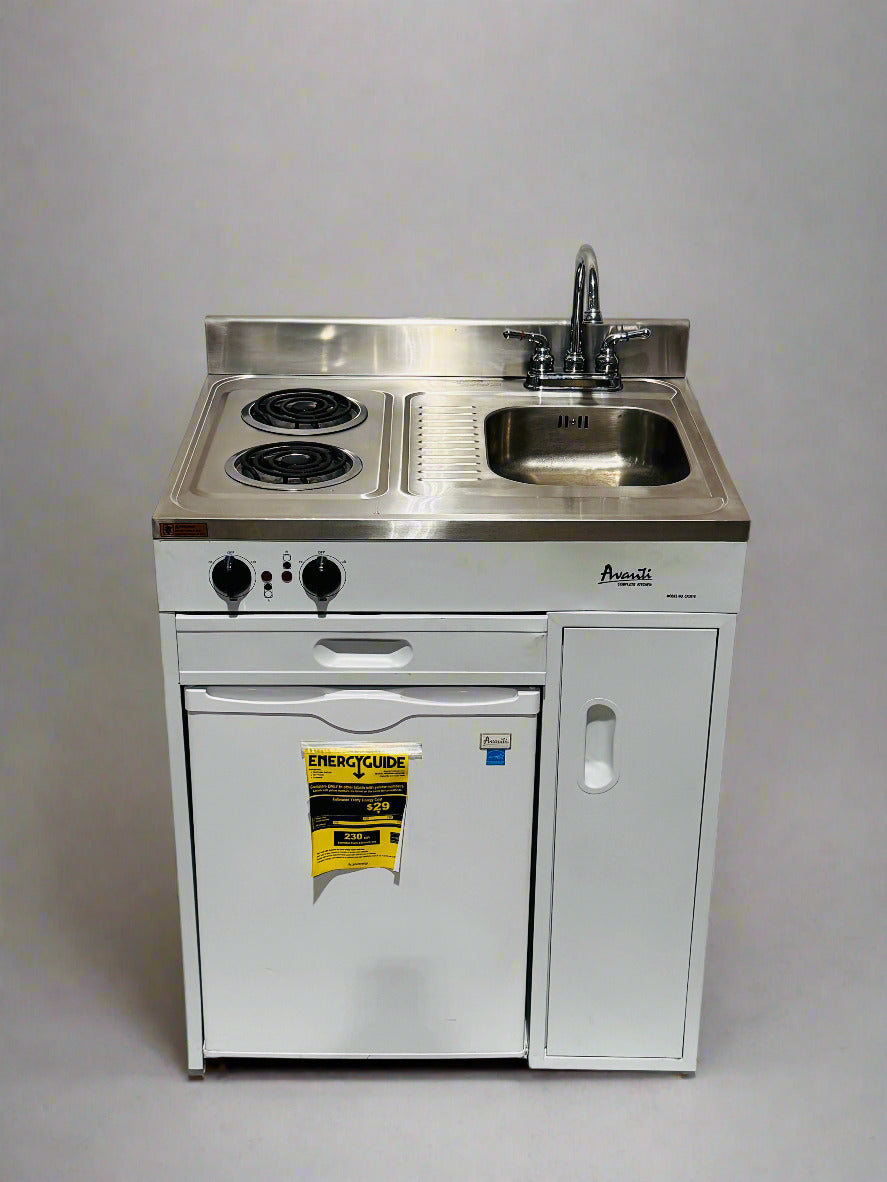 Avanti 30" Compact Kitchenette with Refrigerator, Cooktop & Sink – White | Model CK3016 (Scratch & Dent)